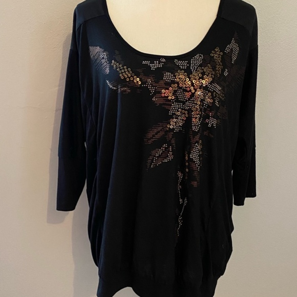 Miss me size L sequined floral top lack back - Picture 4 of 9